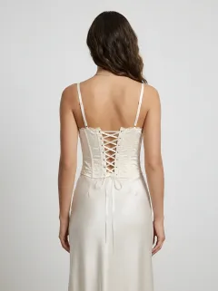 Floral Lace-Up Lace-Trim Elegant Women's Corset Top