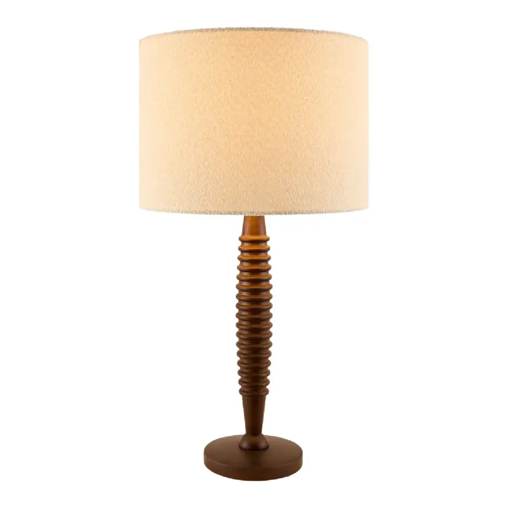 Linen Shade Iron Wood Linen Table Lamp