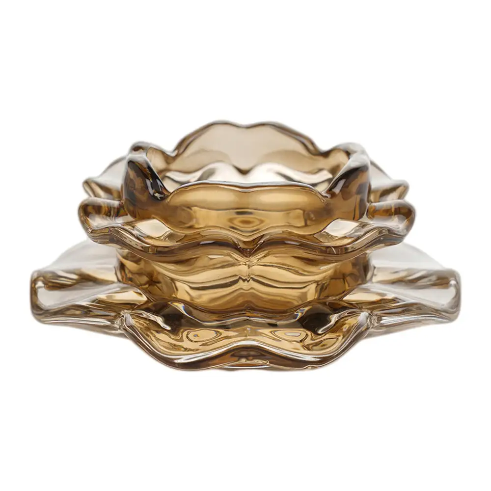 Brown Floret Glass Tealight Holder
