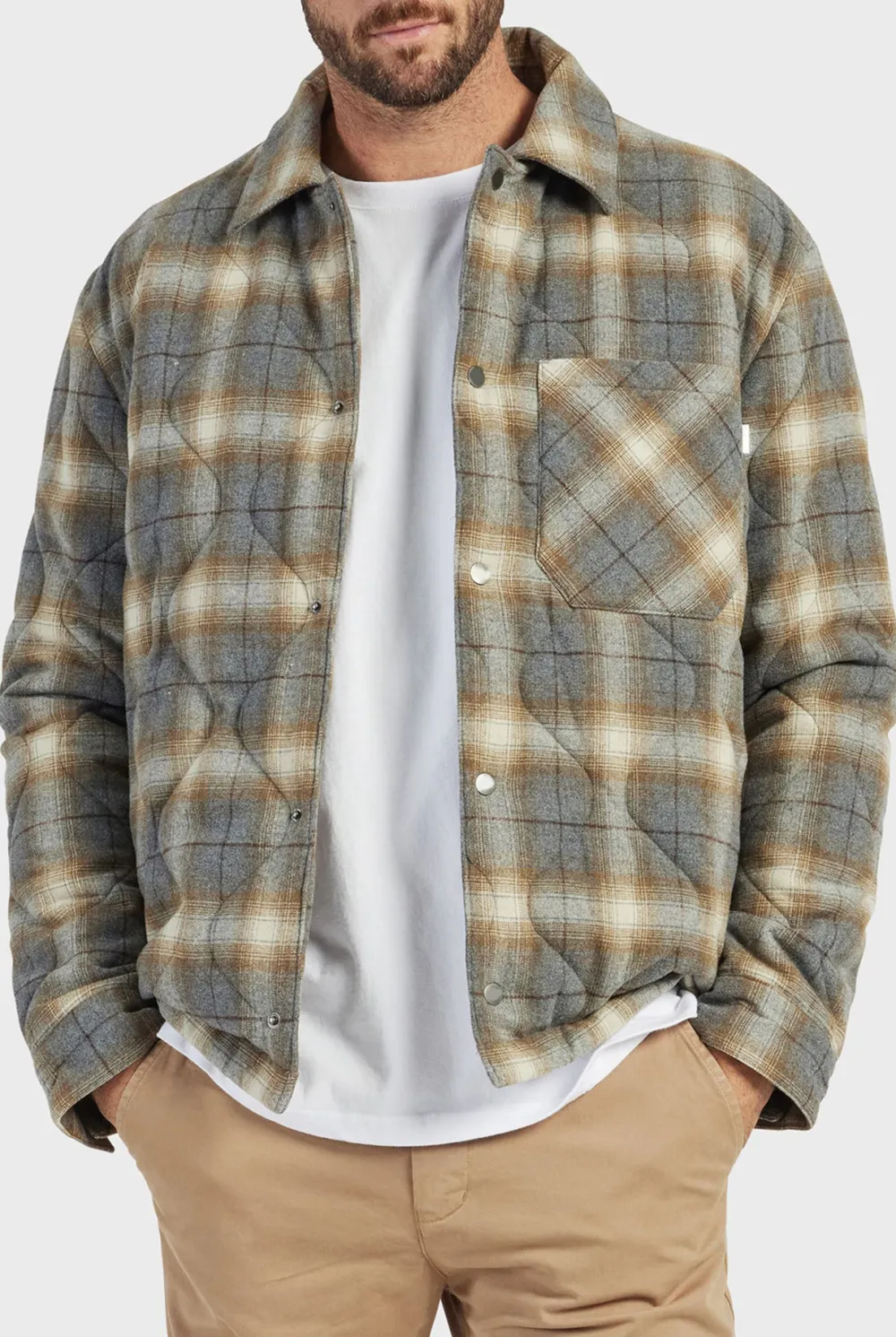 Quilted Plaid Flannel Overshirt Jacket