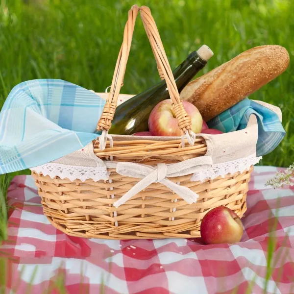 Vintage Rattan Picnic Basket
