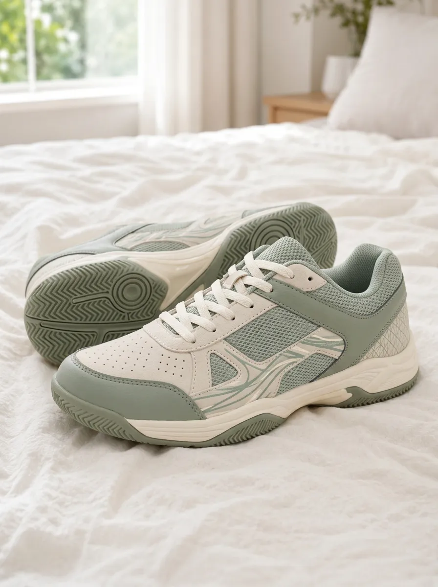 Women's Sage Green Athletic Mesh Printed Sneakers