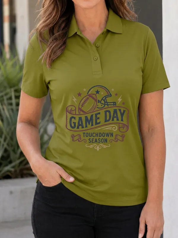 Football Fan Game Day Touchdown Season Graphic Polo Shirt