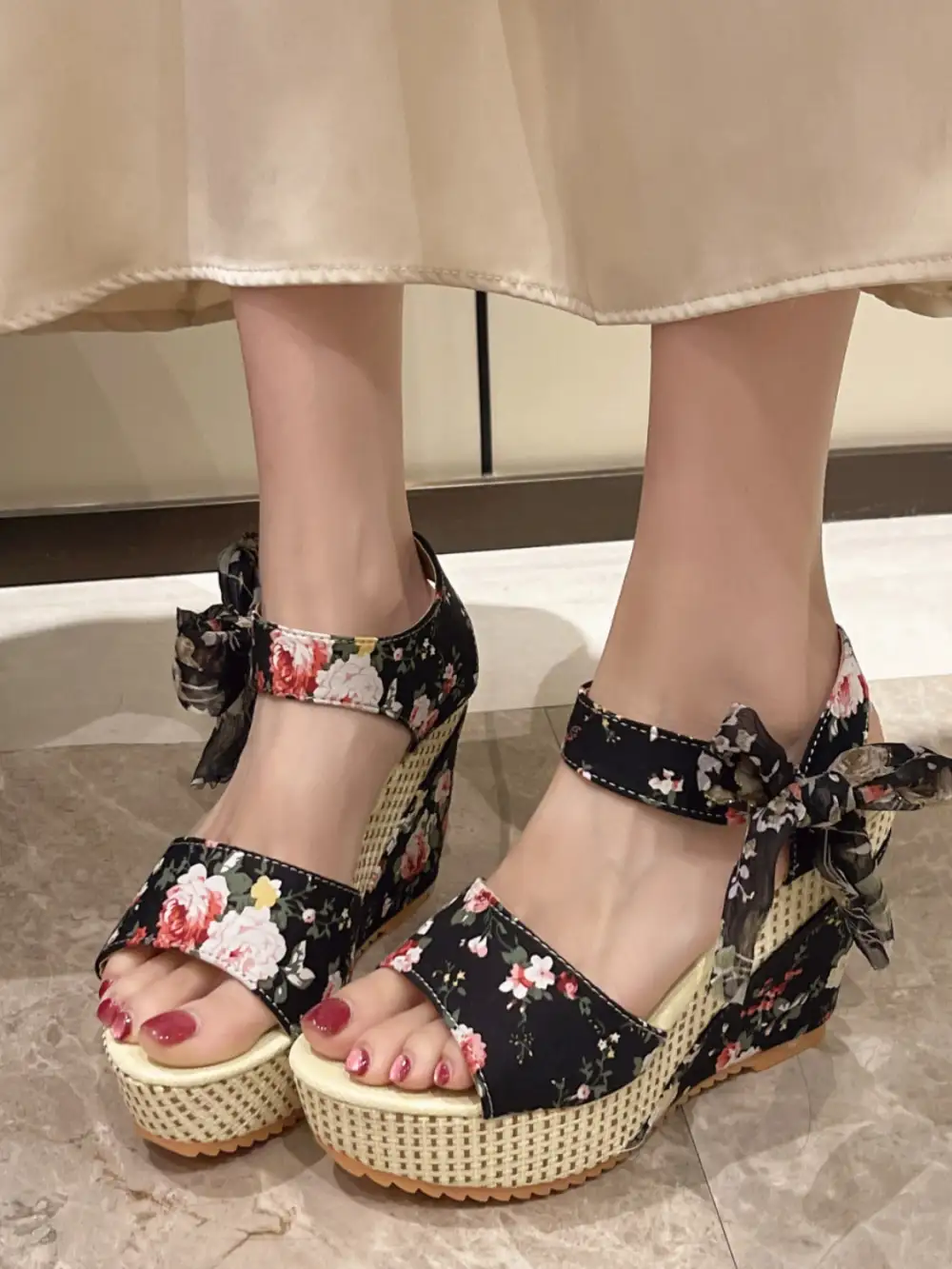Floral Heels Sandals