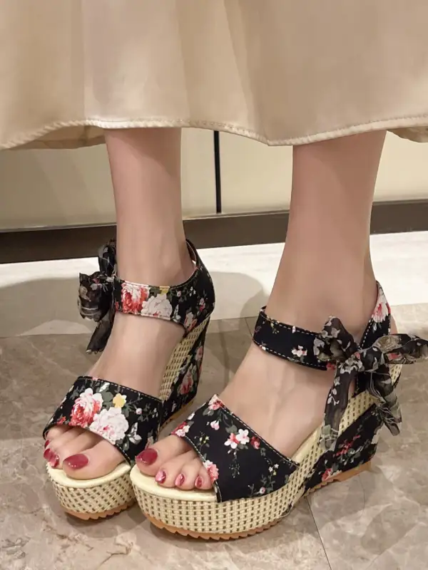 Floral Heels Sandals
