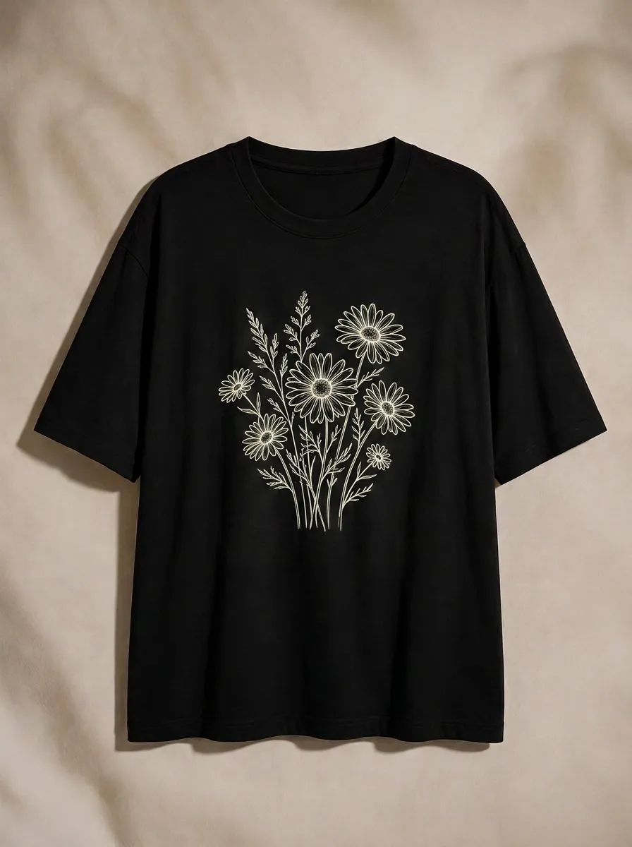Women's Floral Nature Lover Daisy Bouquet Printed T-shirt