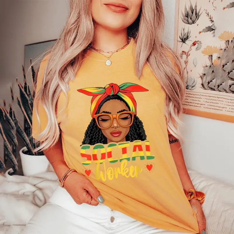 Social Worker African American Black History Month Women's Oversized Comfort T-Shirt