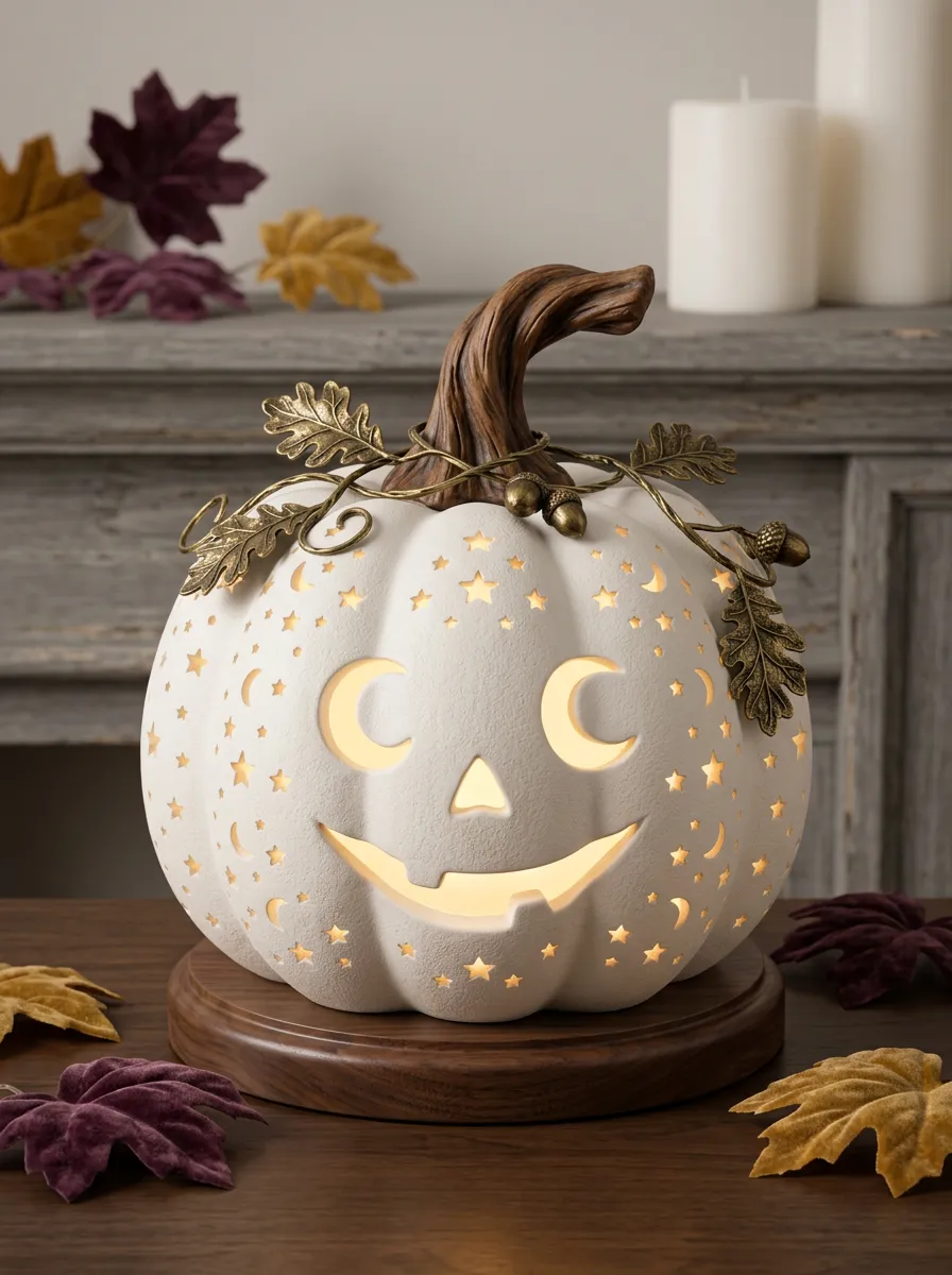 Halloween Star Moon Cutout Pumpkin LED Table Ornament
