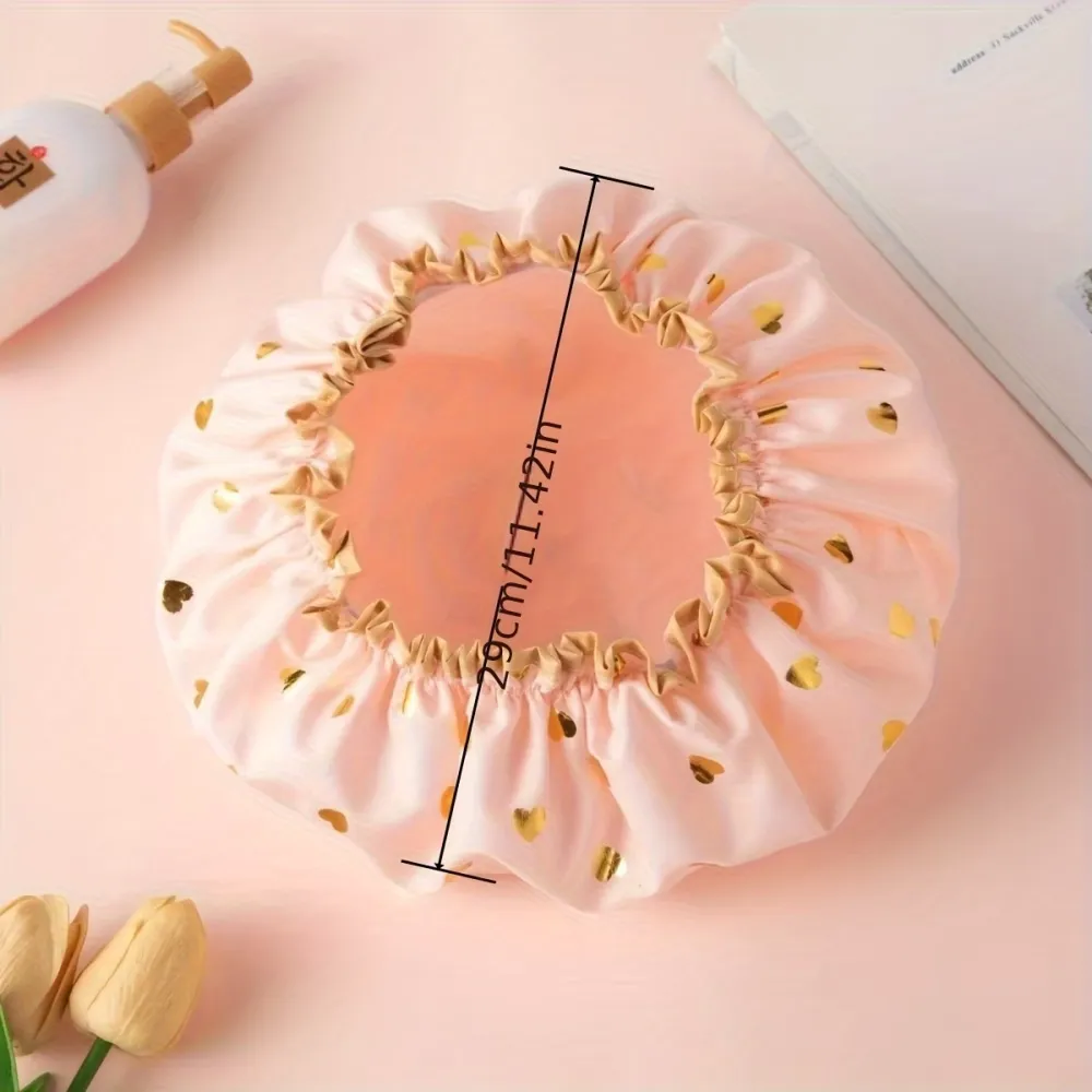 Metallic Heart Shower Cap