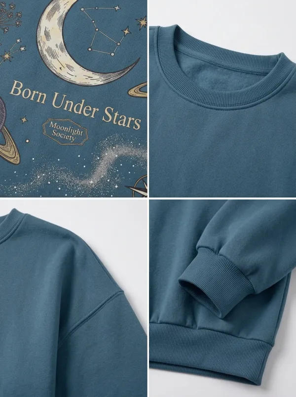 Women's Celestial Astrology Born Under Stars Printed T-shirt