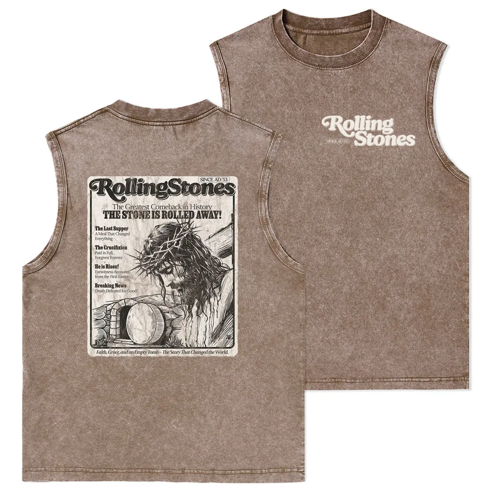 The Stone Was Rolled Away Resurrection Christian Washed Tank Top