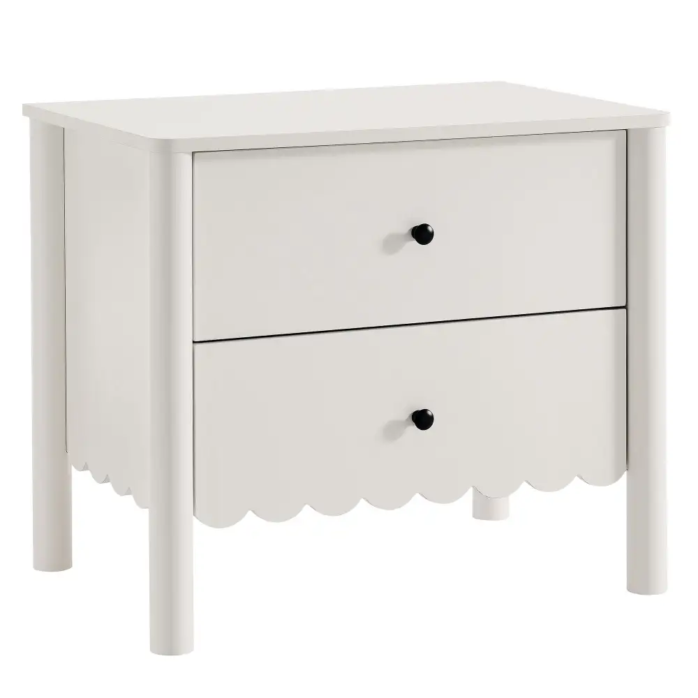 Scalloped Two Drawer Nightstand