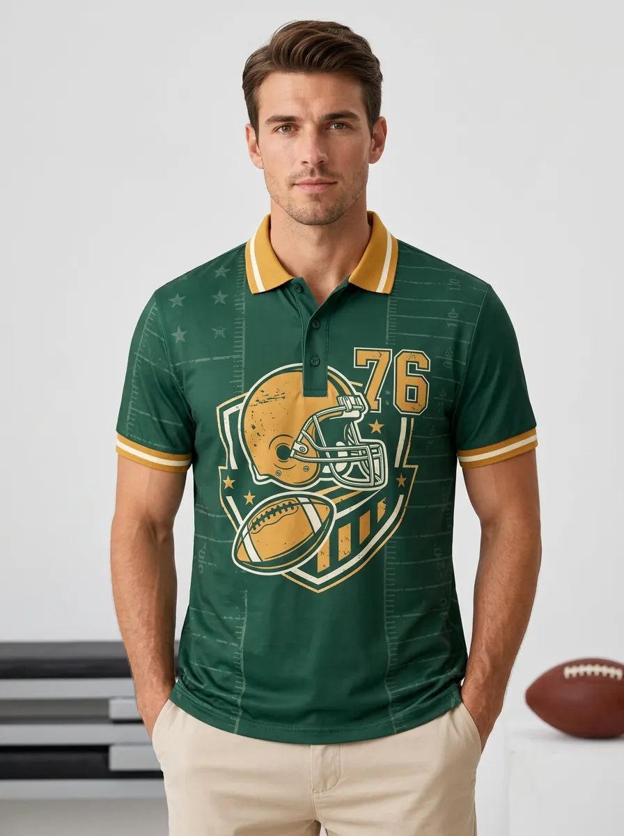Men's Modern Gridiron Helmet Polo Shirt