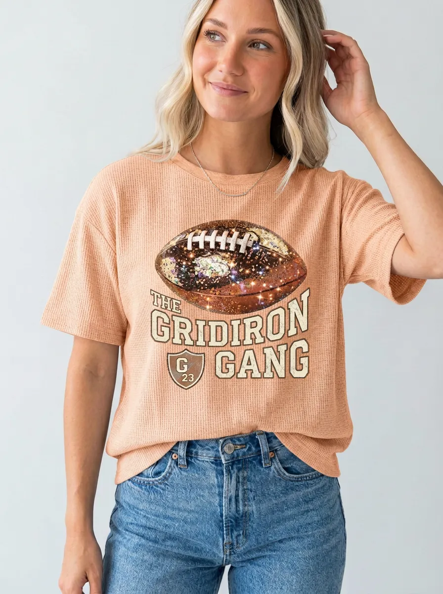 Women's Heritage Inspired Football Gridiron Ball Crew Neck Graphic T-Shirt