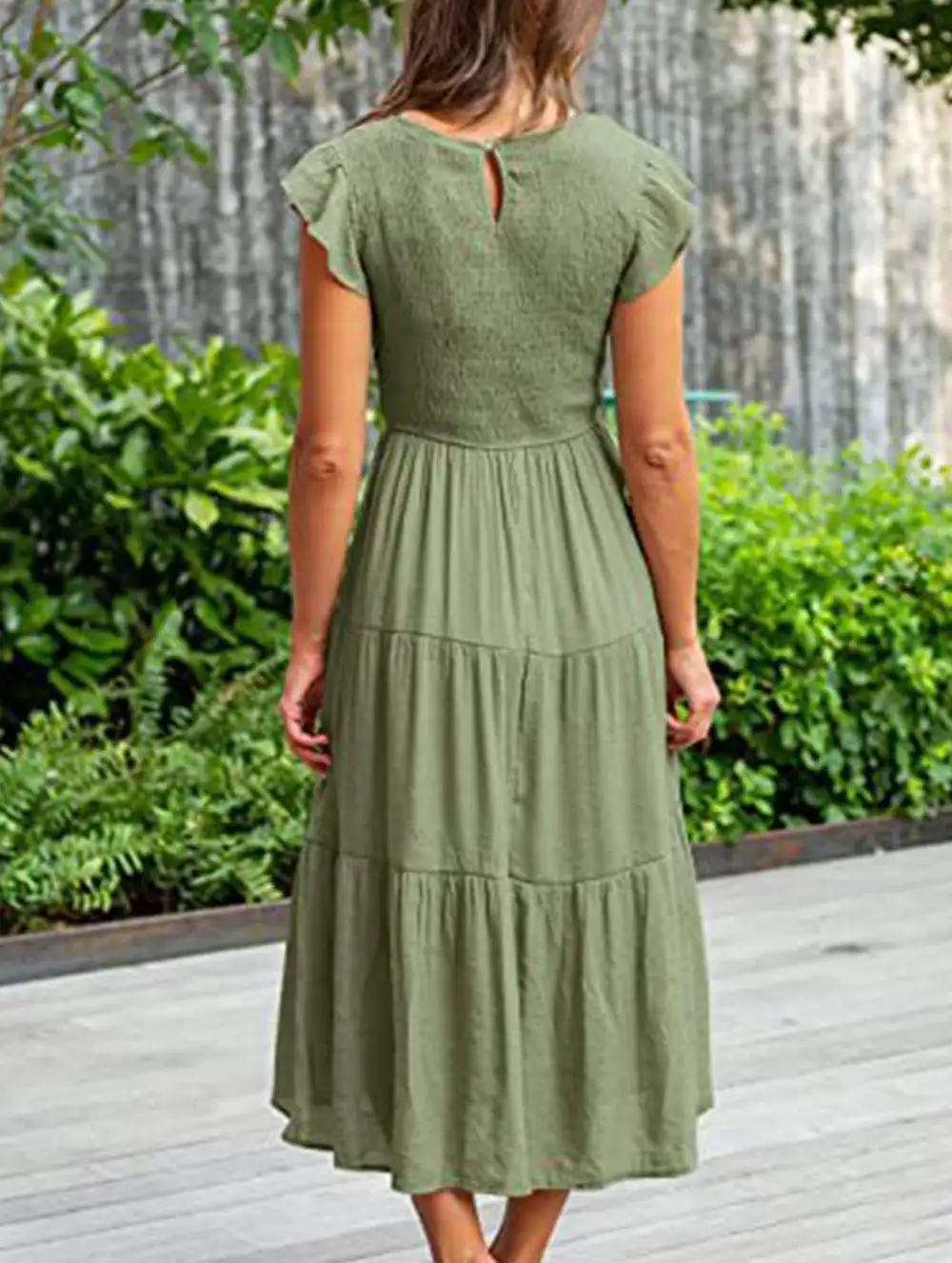 Flutter Sleeve Tiered Mini Dress