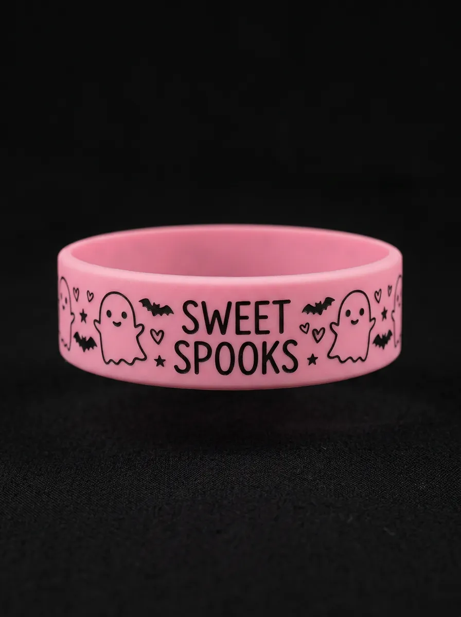 Moonlit Ghost Bat Halloween Graphic Wristband