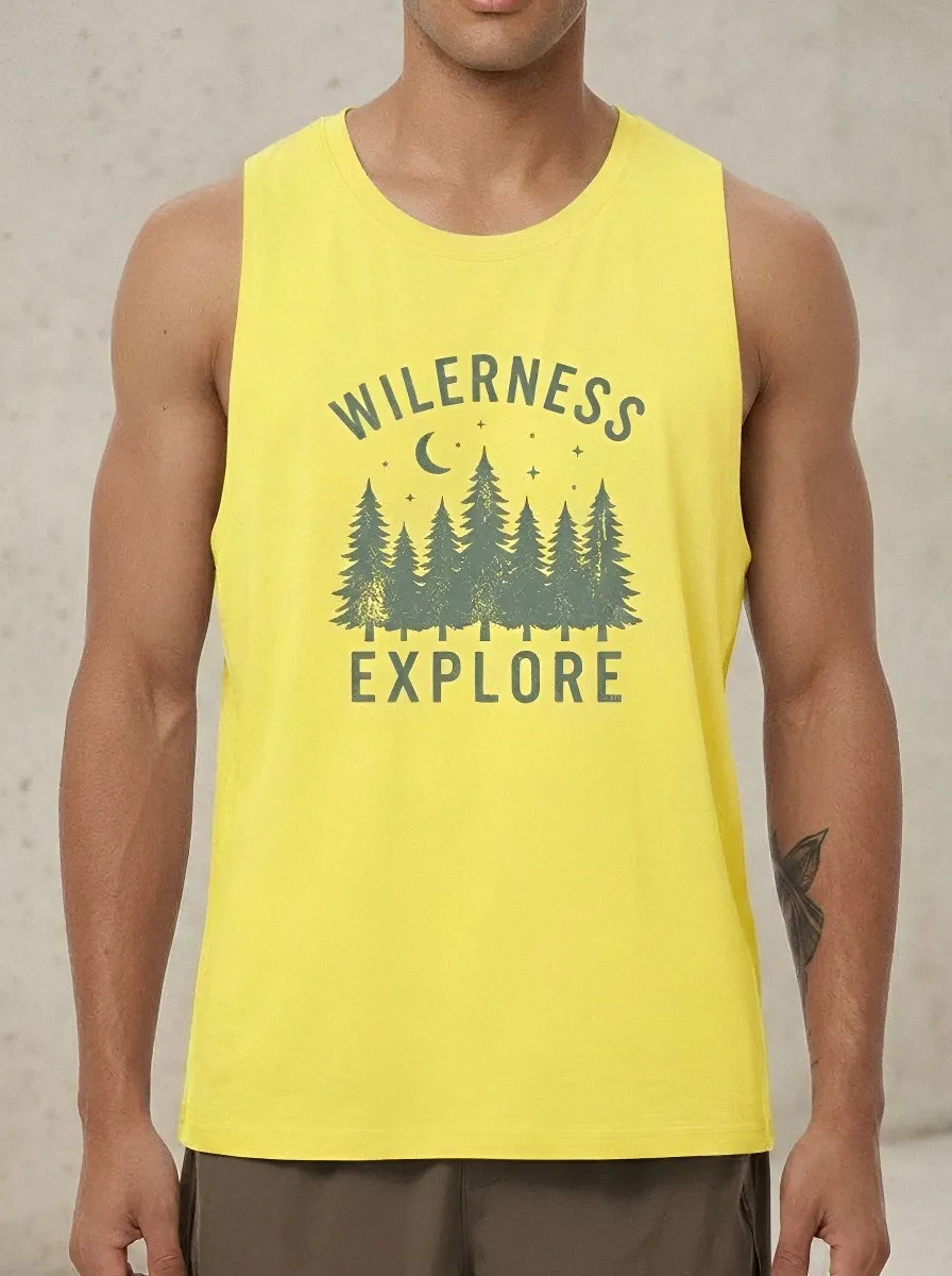 Men's Wilderness Explore Nature Forest Moon Printed Tank Top