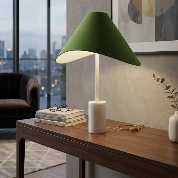 Marble Base Cotton Table Lamp