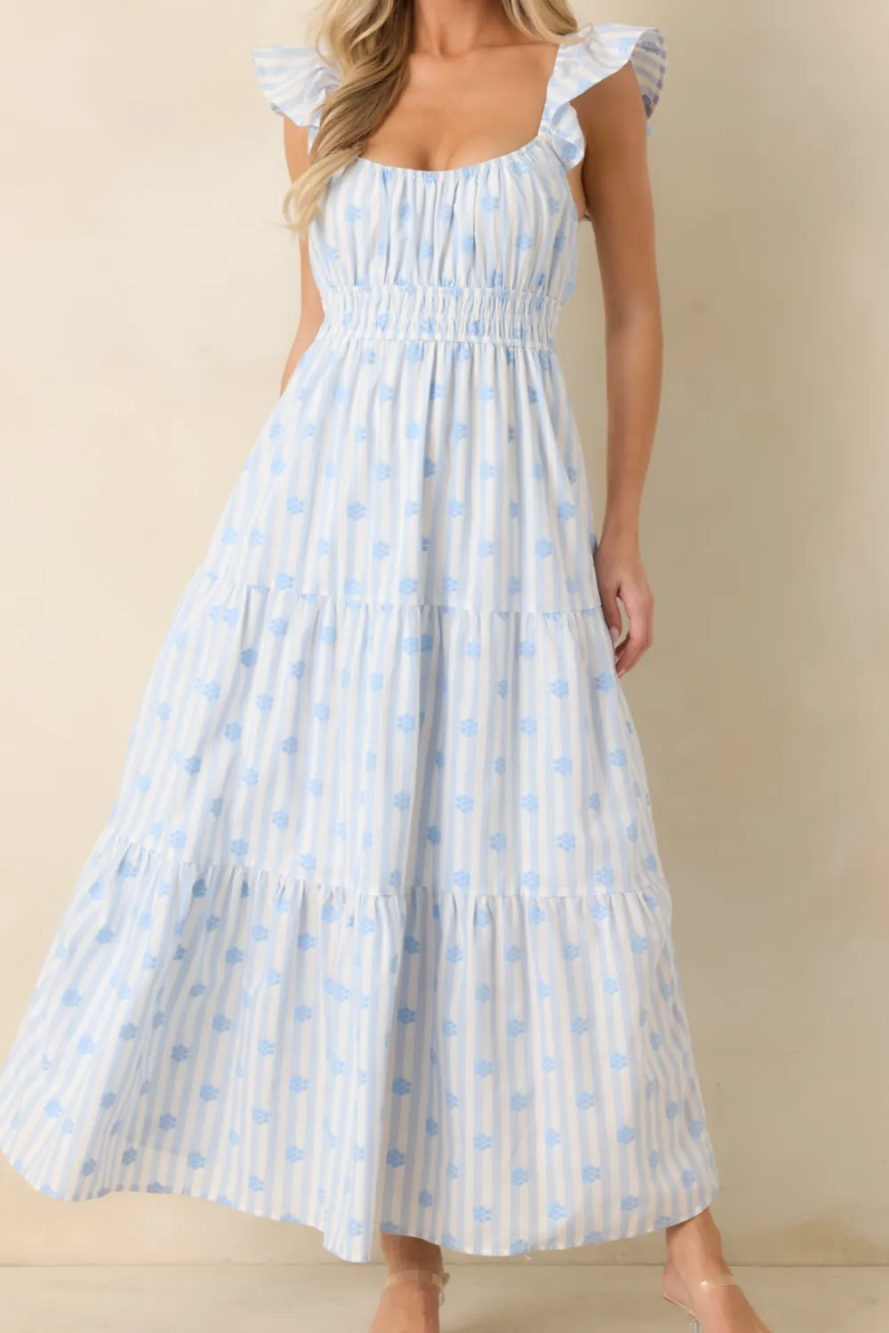 Striped Floral Maxi Dress