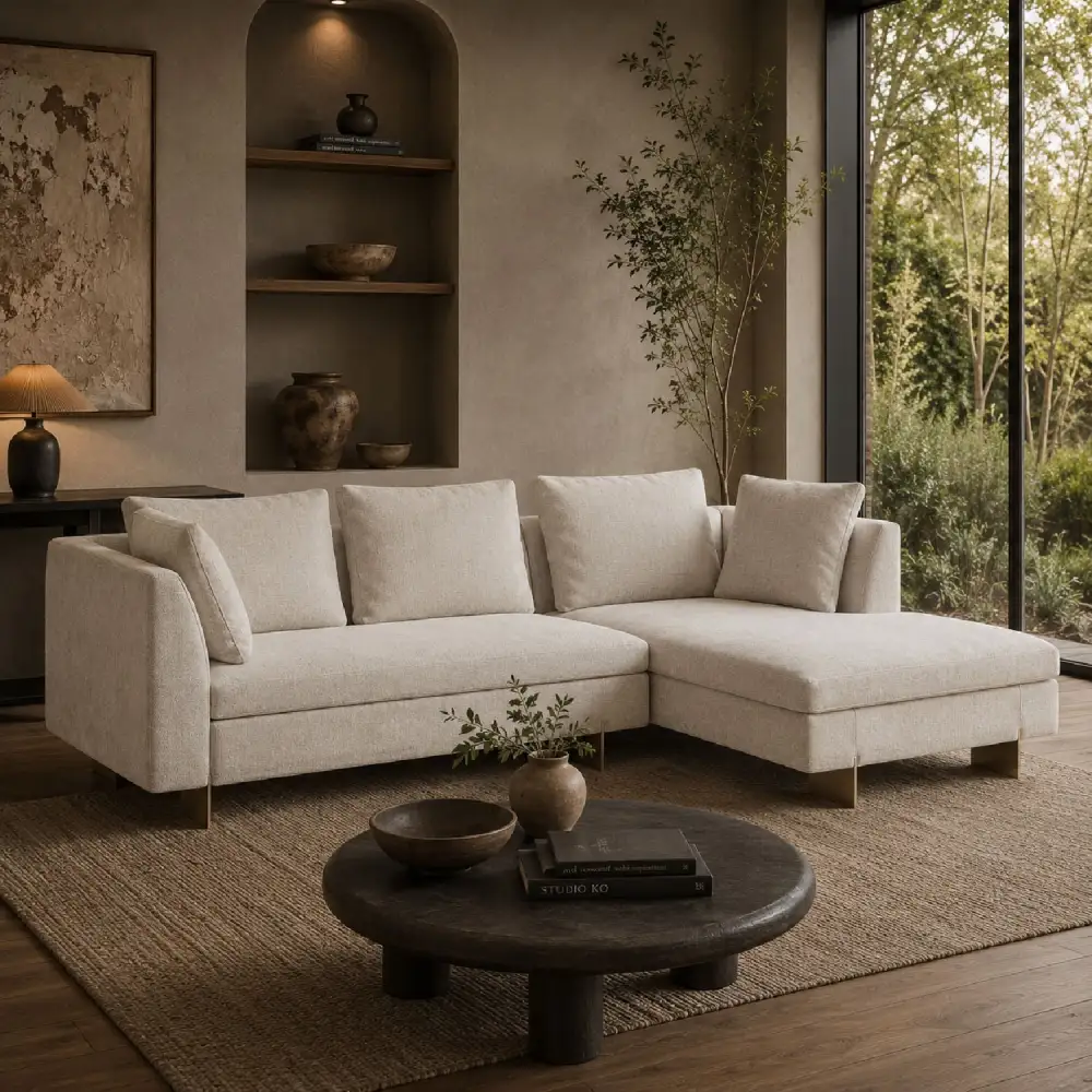 Modern Chenille Chaise Lounge