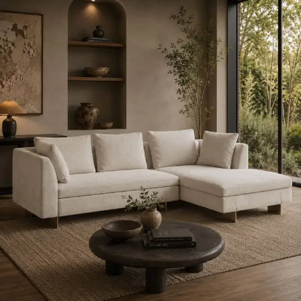 Modern Chenille Chaise Lounge