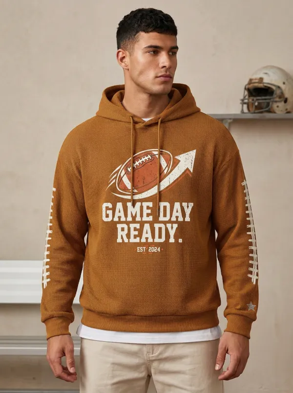 Men's Football Game Day Ready Waffle Waffle Hoodie