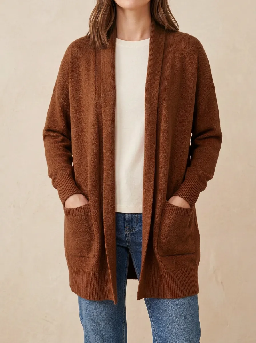 Utility Open-Front Knit Cardigan