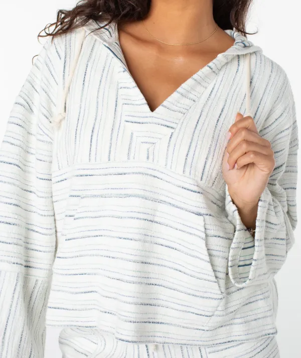 White Striped Oversized Crewneck Sweatshirt
