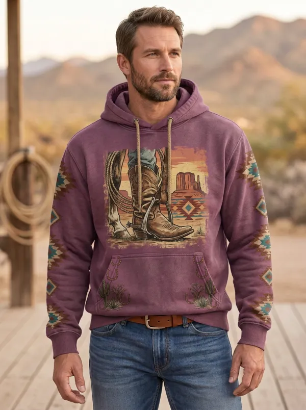 High Desert Cowboy Boot Desert Landscape Ranchwear Edit Men's Western Sweatshirt