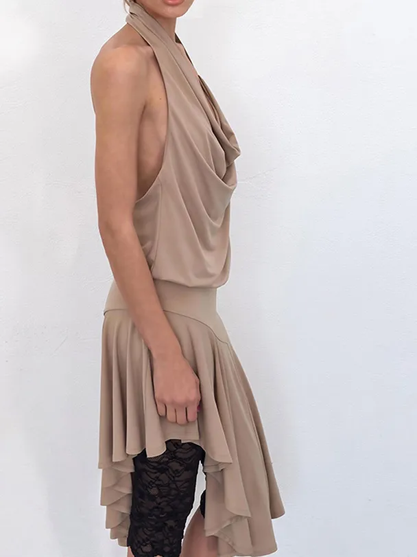 Draped Asymmetrical Hem Sexy Mini Dress