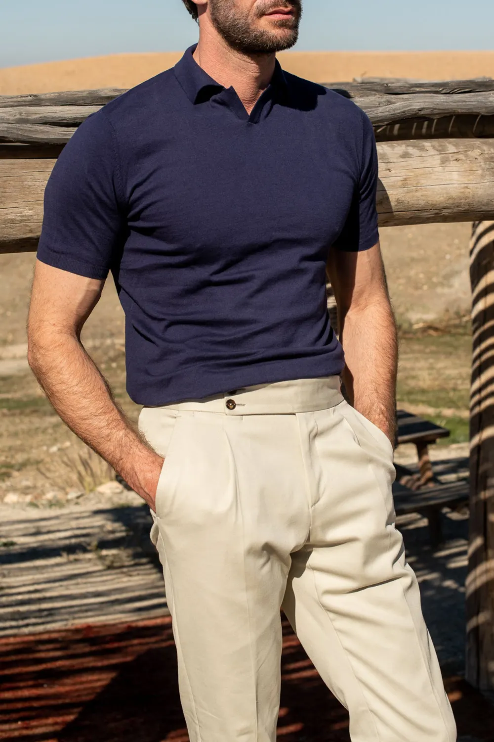 Beige Cotton Trousers Men'S Fashion