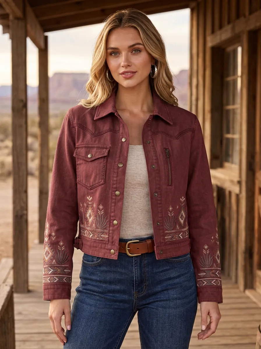 Women's Western Embroidered Denim Jacket