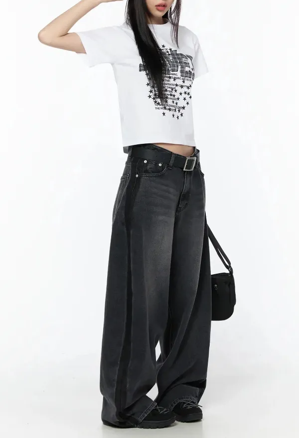 Wide-Fit Wash Baggy Jeans