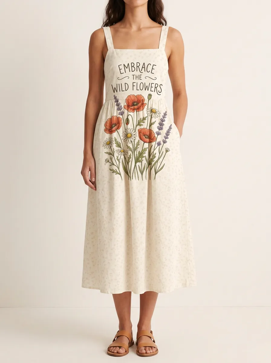 Nature Lover Wildflower Quote Midi Dress