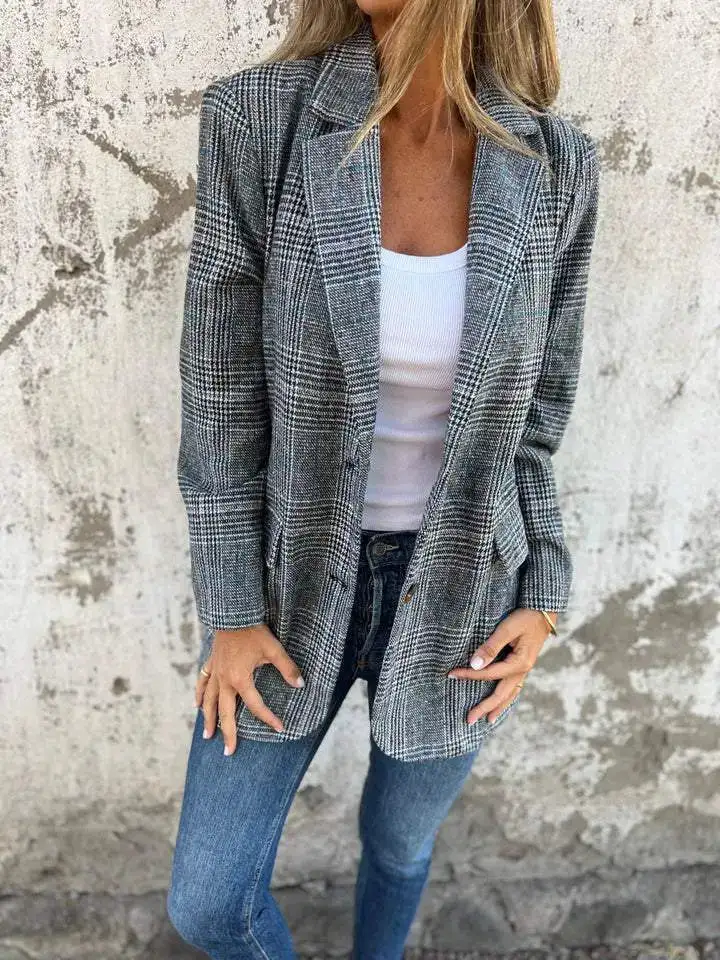Check Patterned Tailored Blazer