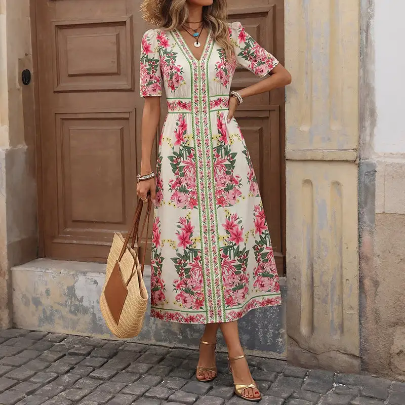 Women's Short-Sleeve Floral Summer Dress