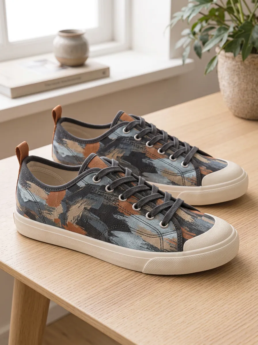 Men's Casual Abstract Brushstroke Pattern Patterned Canvas Shoes