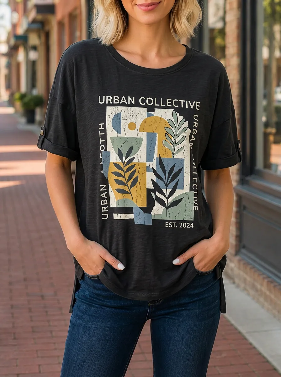 Women's Urban Collective Abstract Botanical Printed T-shirt