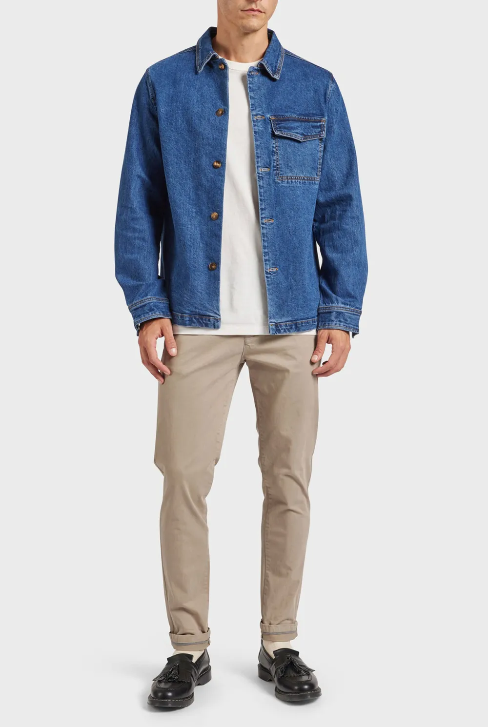 Minimalist Solid Cotton Casual Button Up Shirt