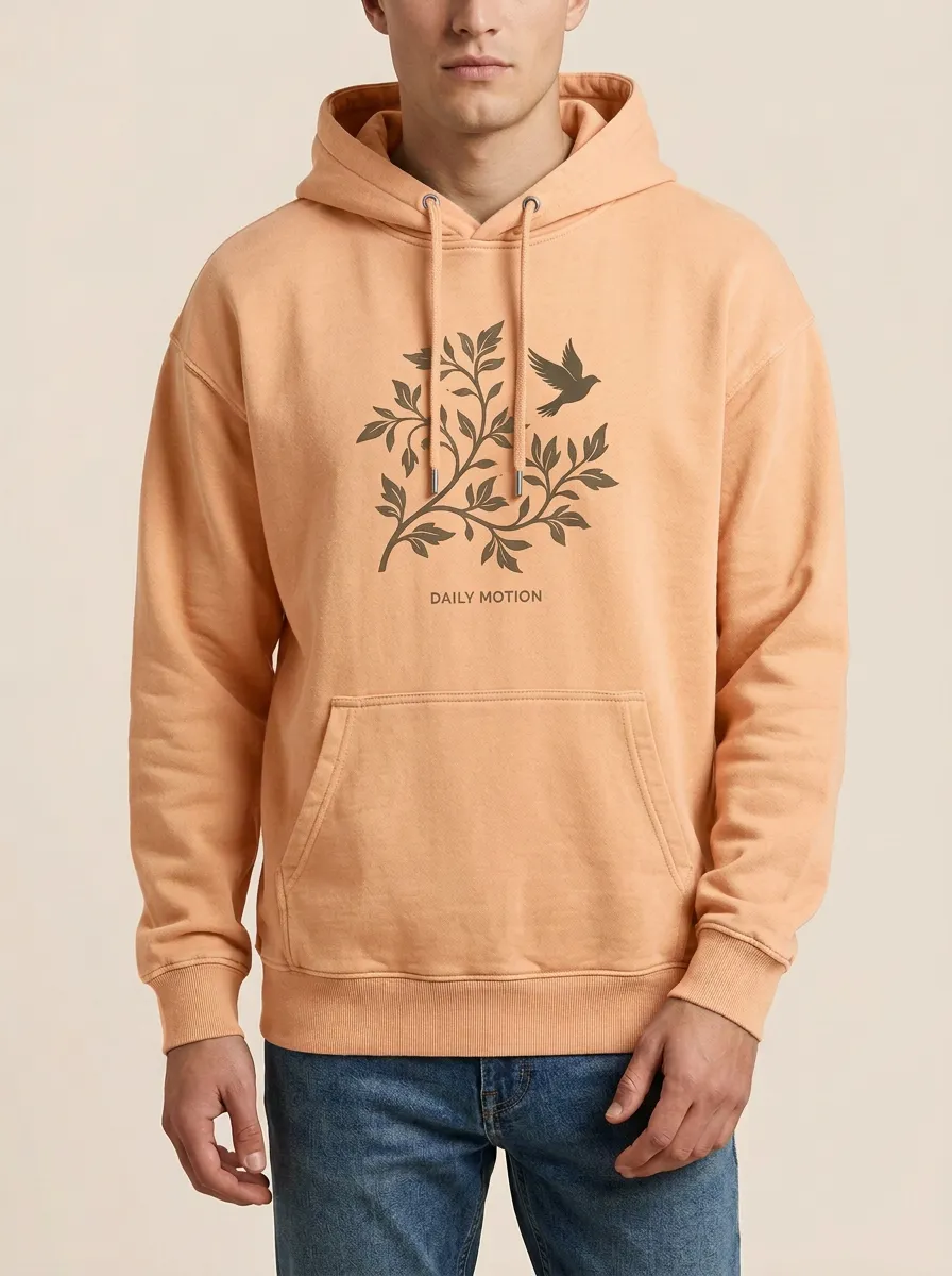 Men's Nature Lover Bird Tree Daily Motion Print Hoodie