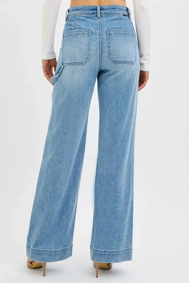 Full Size High Rise Straight Leg Jeans With Front Pockets Plus Size