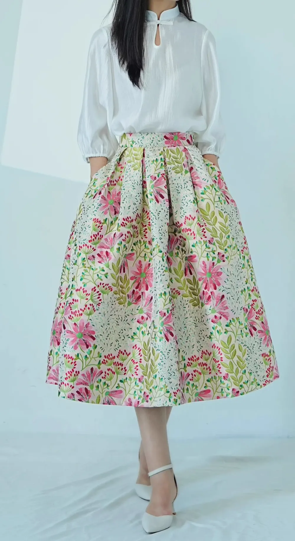 Textured Resort Everyday Casual Pleated Skirt