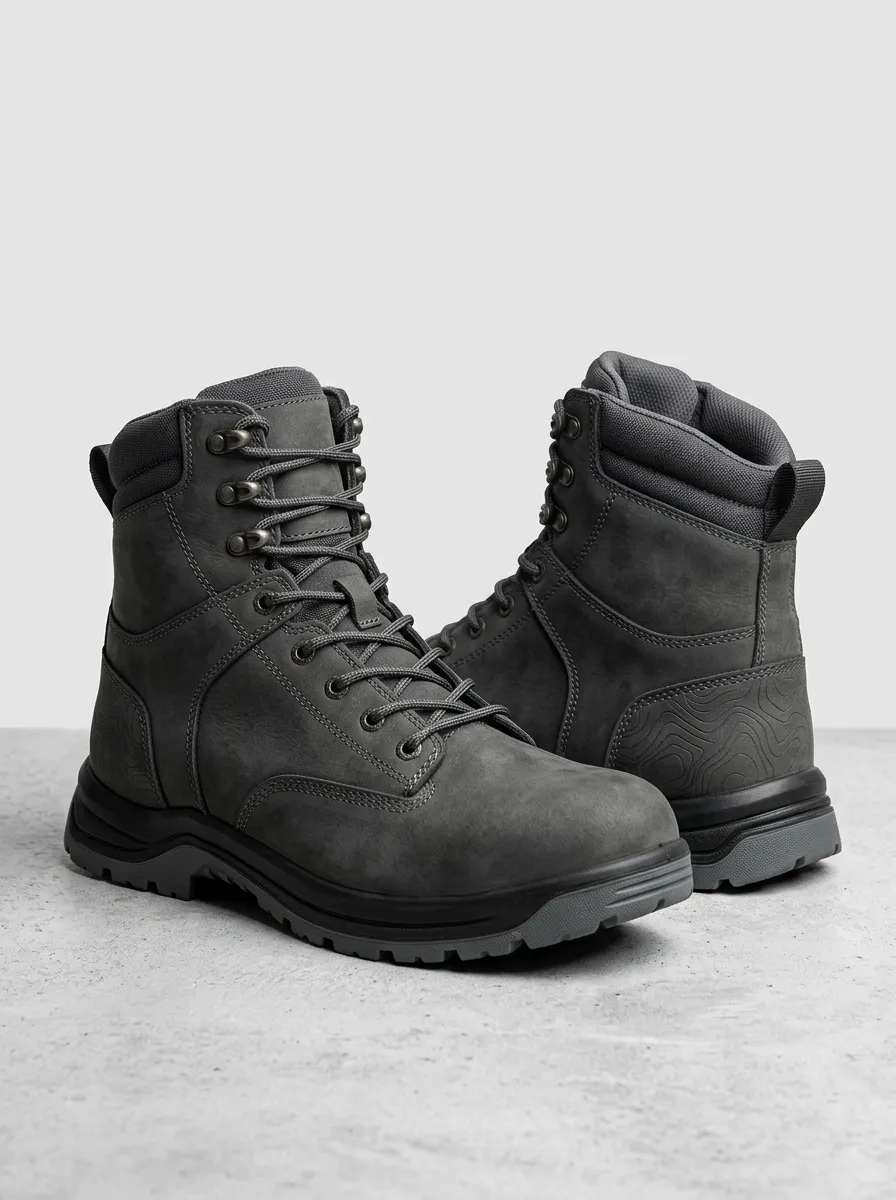 Unisex Streamlined Outdoor Hiking Topographic Pattern Print Work Boots