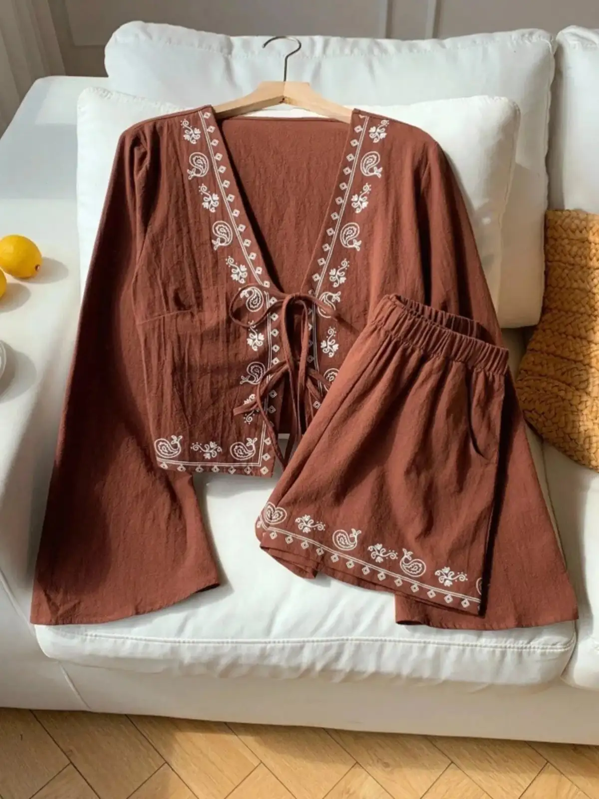 Pocketed Cotton Top and Shorts Matching Set