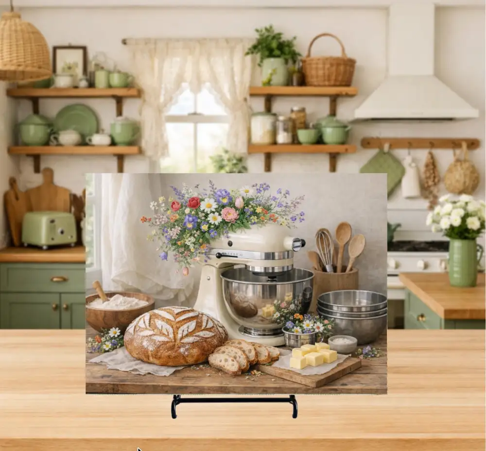 Sourdough Wildflower Glass Cutting Board