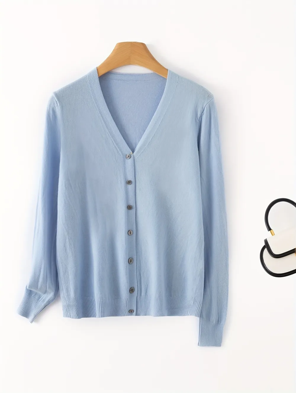 Elegant V Neck Long Sleeve Cardigan
