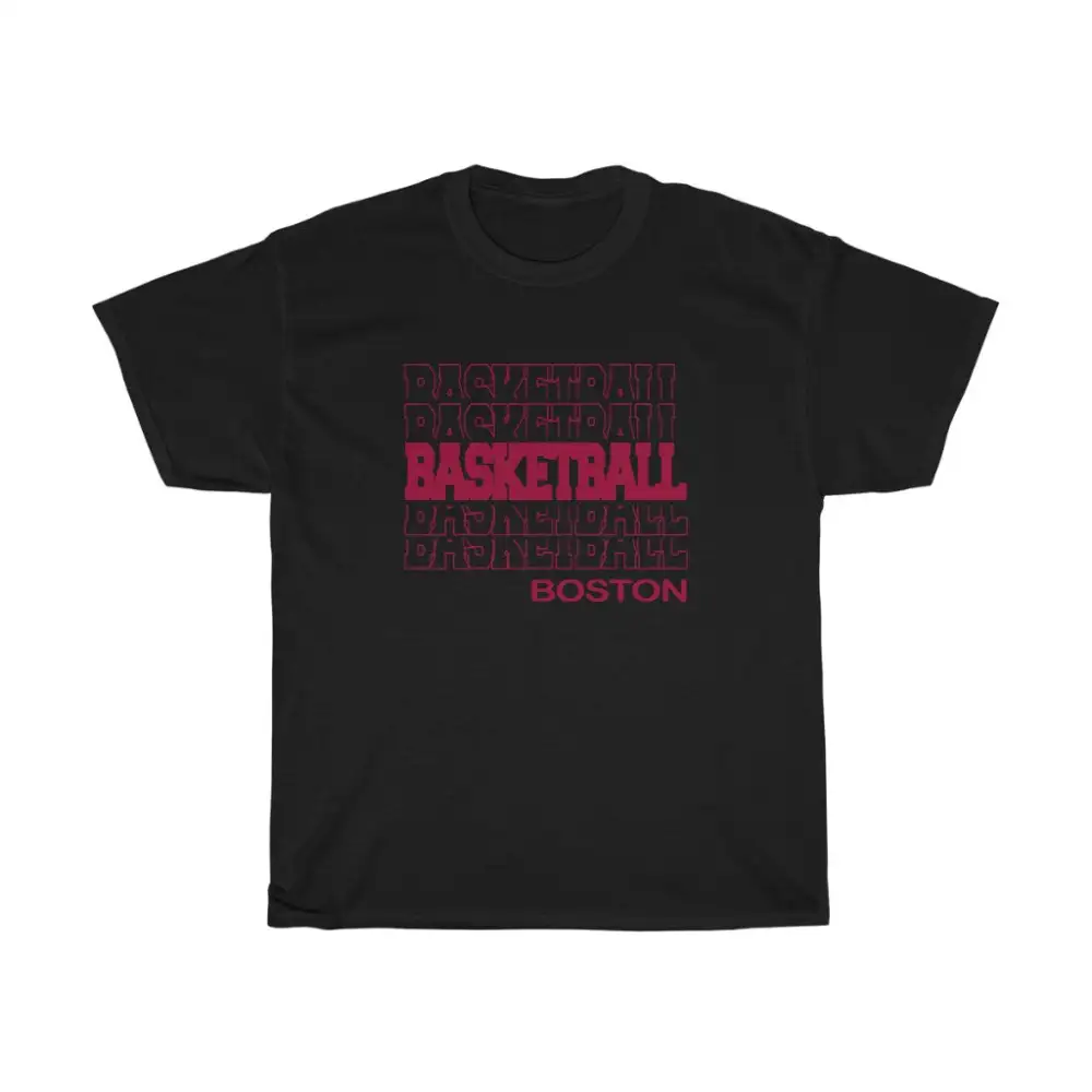 Basketball Boston in Modern Stacked Lettering (Red)