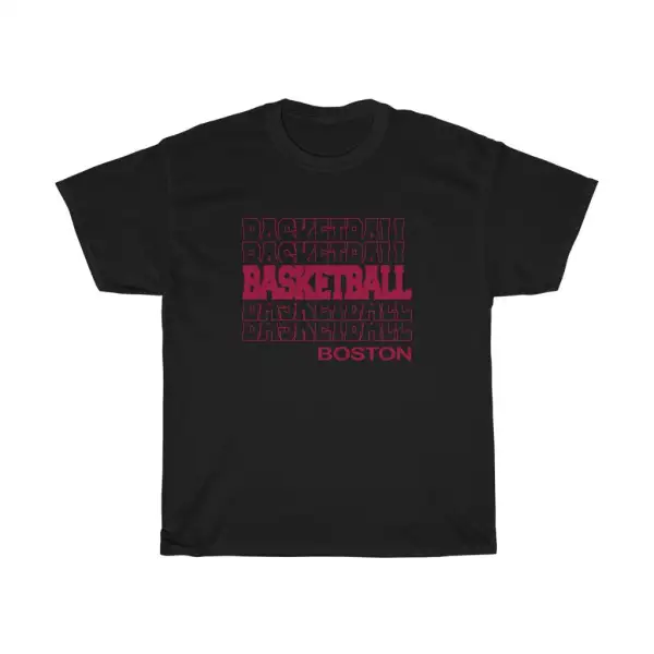 Basketball Boston in Modern Stacked Lettering (Red)