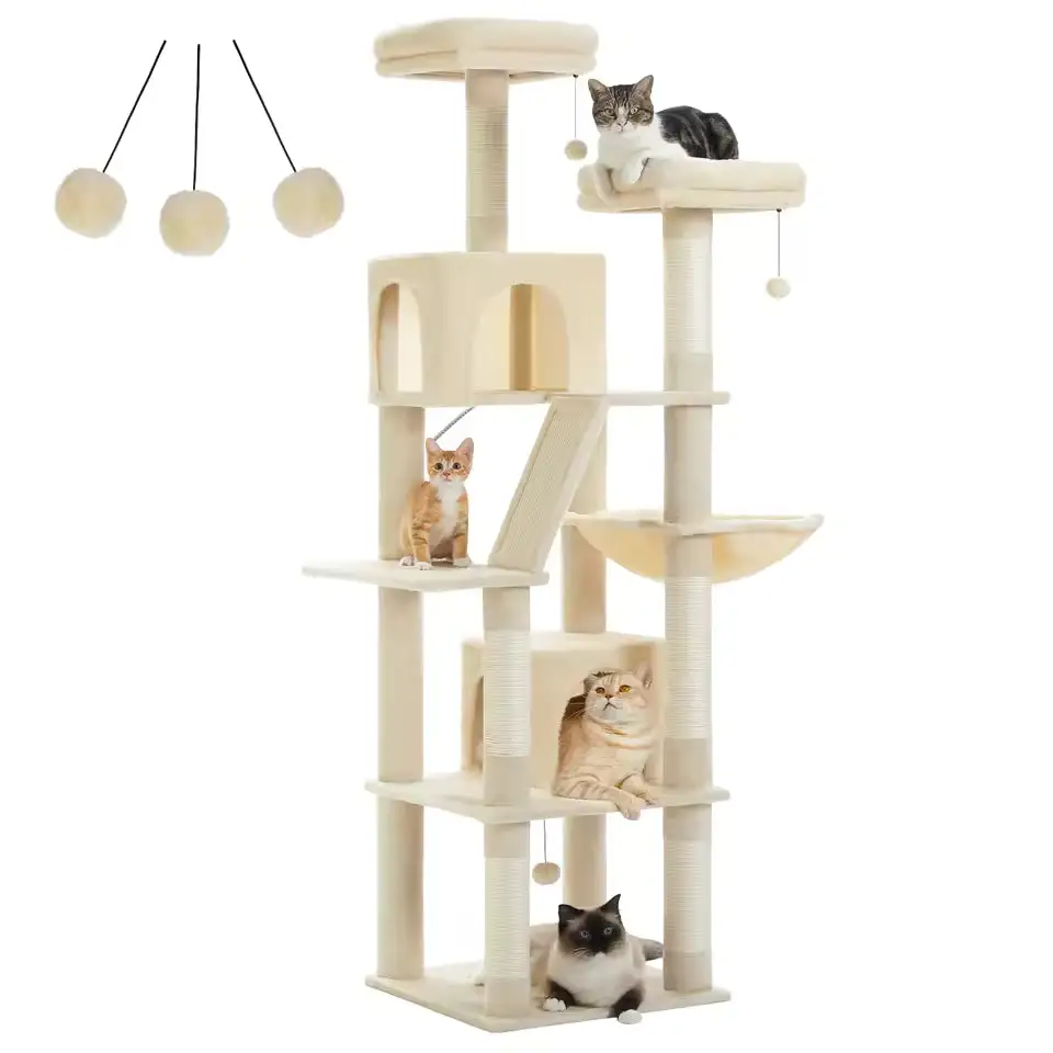 A Six-Story Cat Tree With Multiple Hiding Places