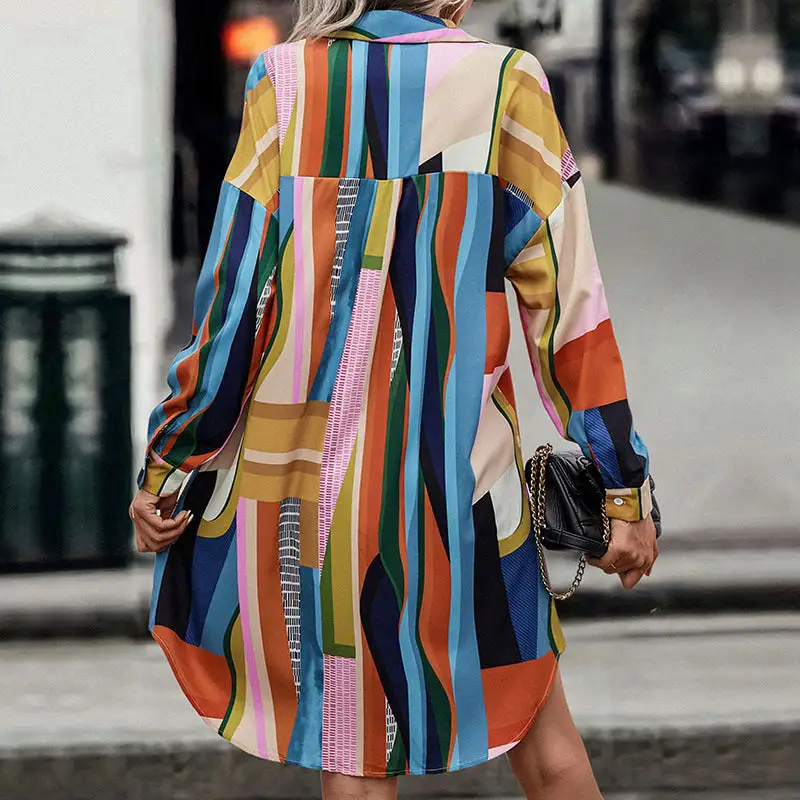 Women's Modern Shirt Long-Sleeve Belted Dress